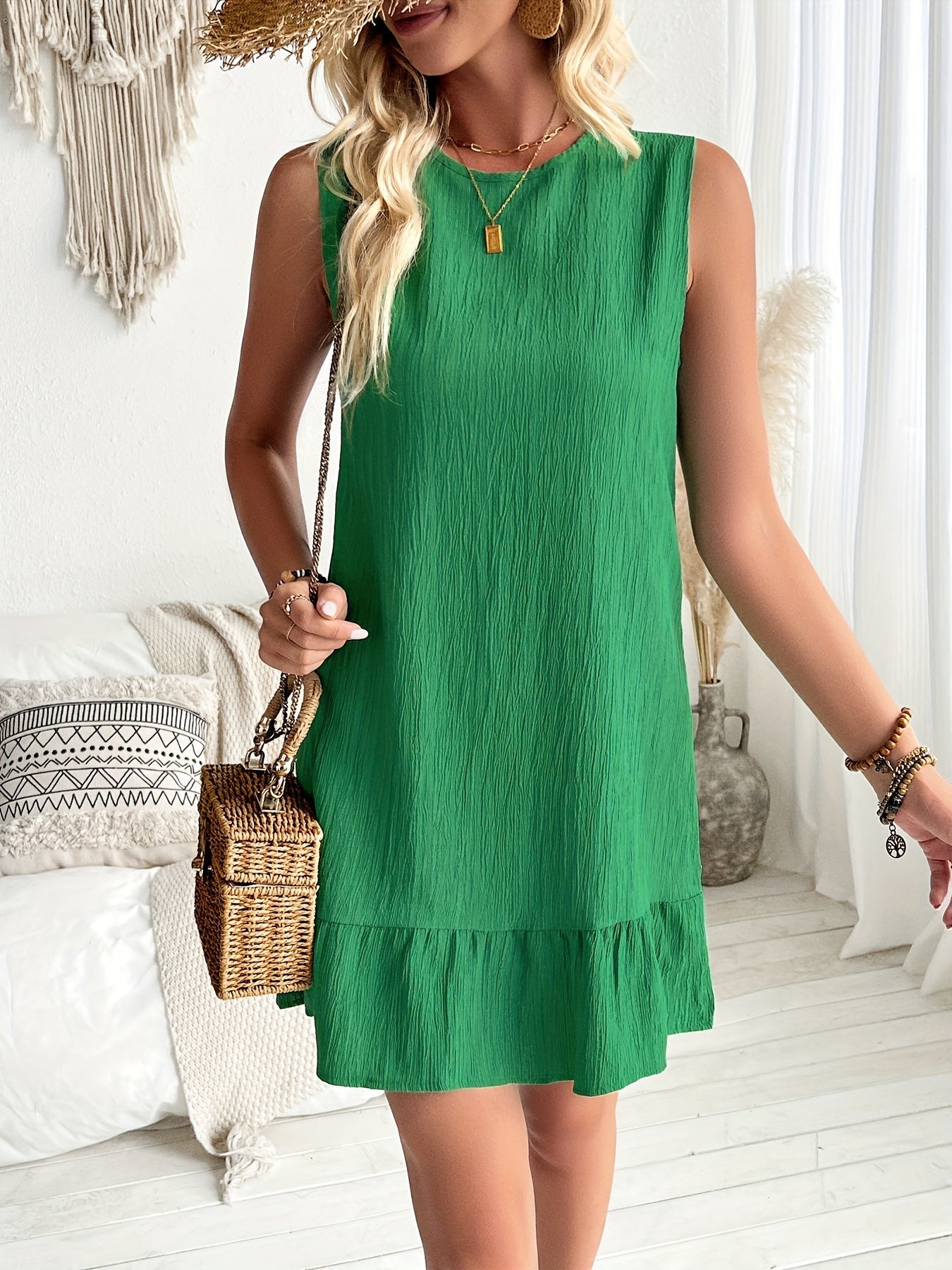 Abito a canotta elegante con orlo increspato - abito estivo per donna