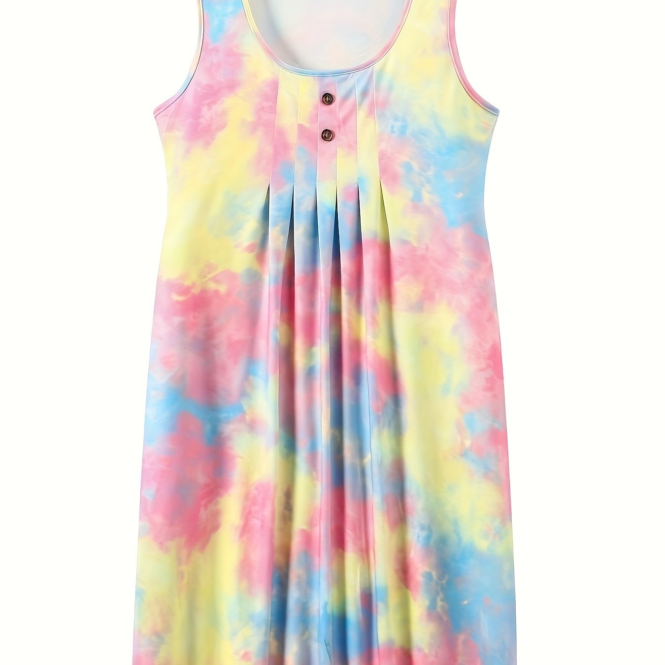 Elegante abito a pieghe senza maniche in stile floreale per l'estate