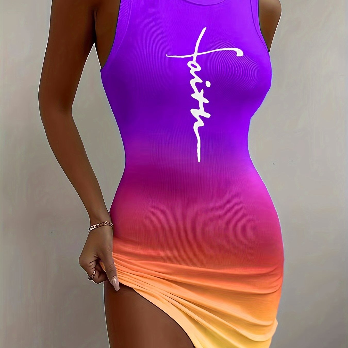 Abito bodycon elegante con stampa a colori sfumati per donna