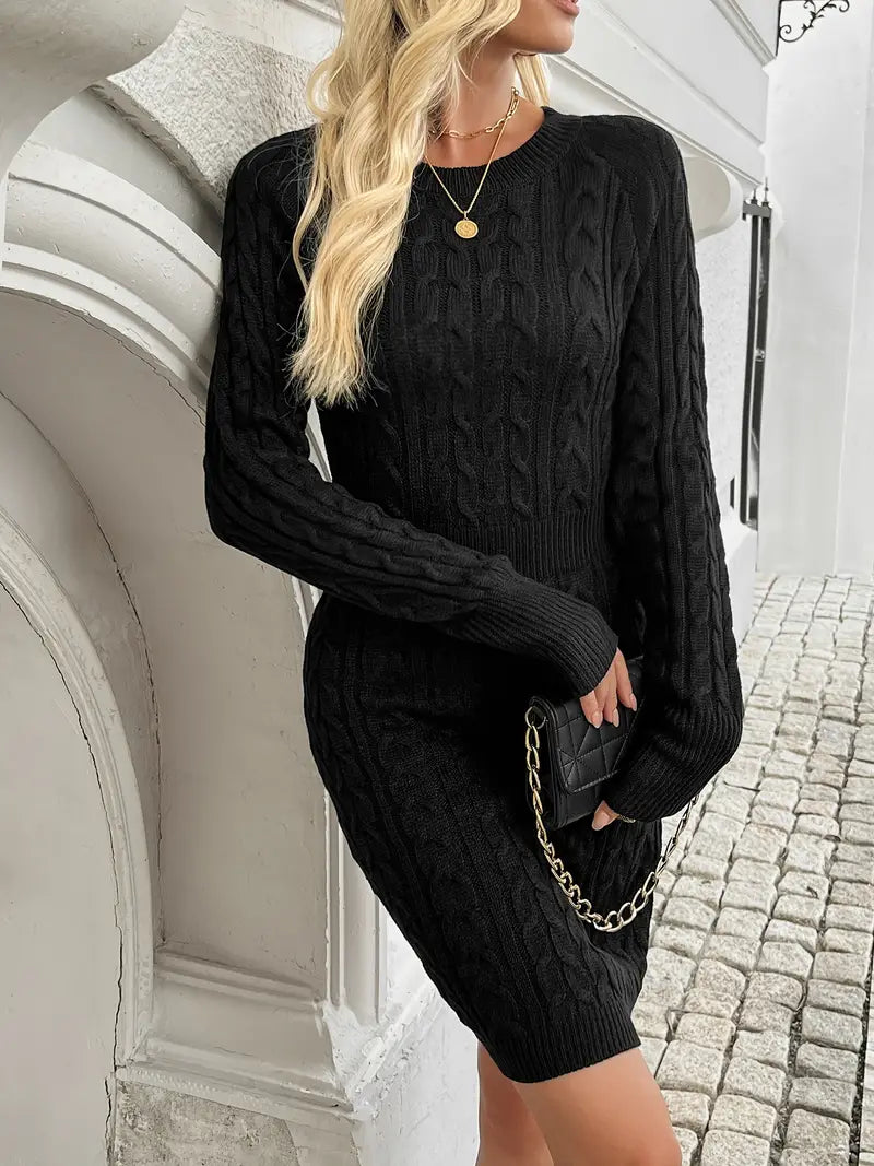 Abito a maniche lunghe in maglia a costine