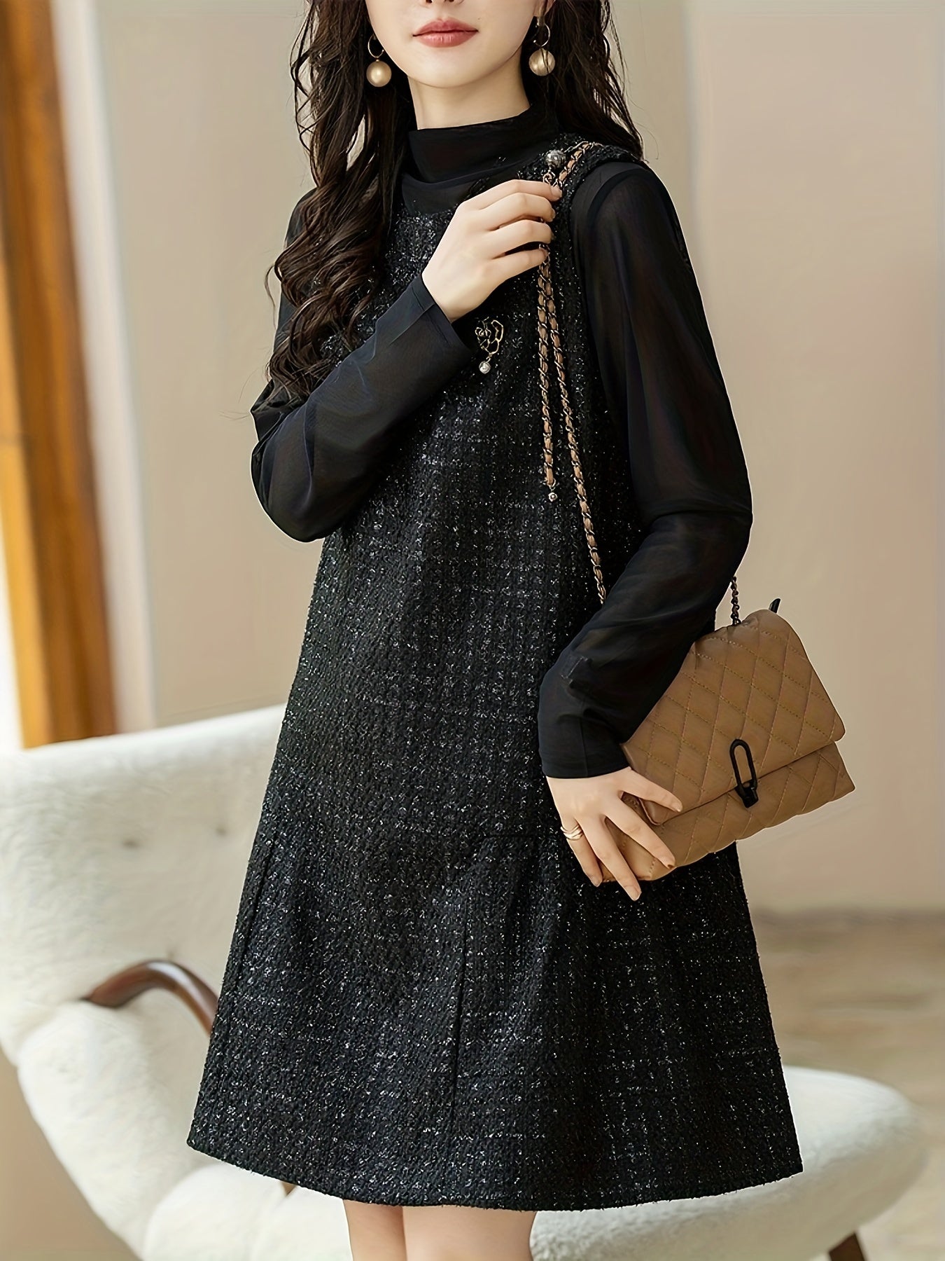 Abito chic senza maniche con gilet - Elegante abito casual da donna, moda versatile