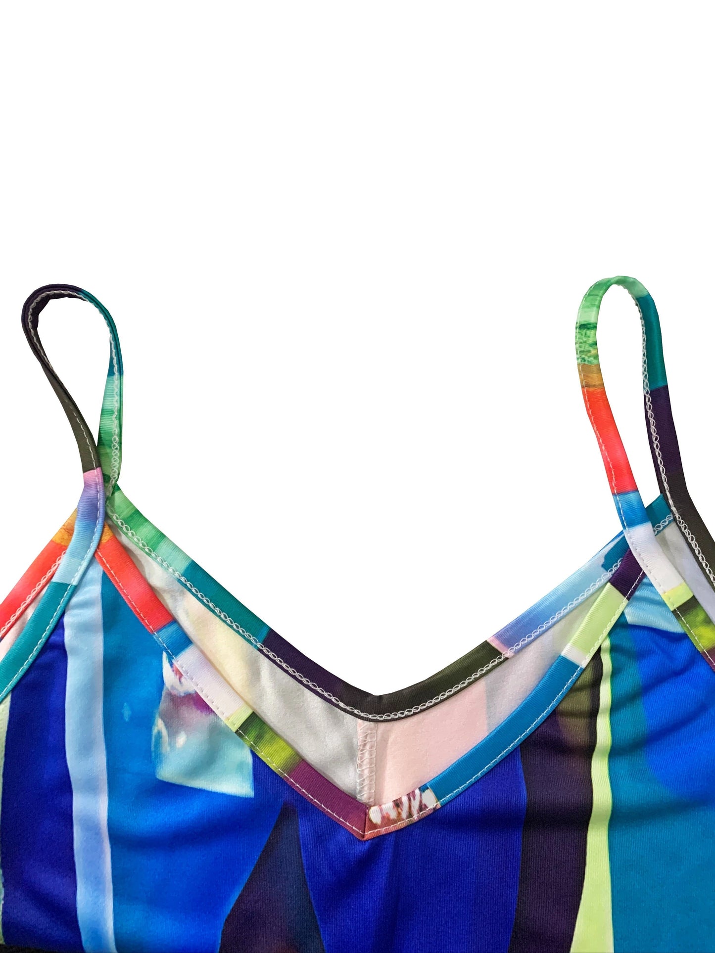 Abito a canotta con scollo a V - design a blocchi di colore, abbigliamento estivo da donna