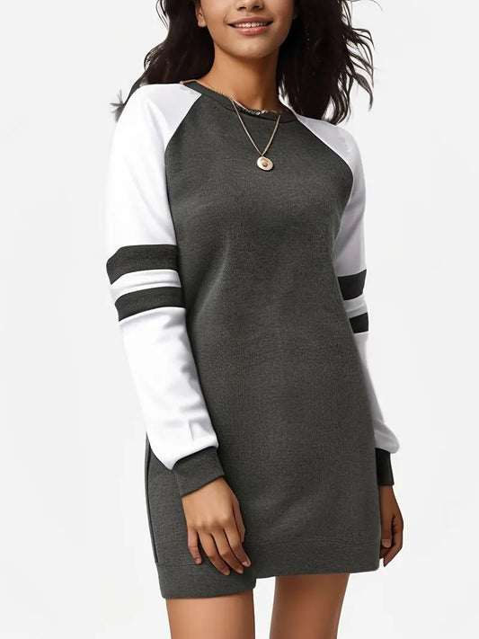 Elegante abito camicia da donna a maniche lunghe color grafite