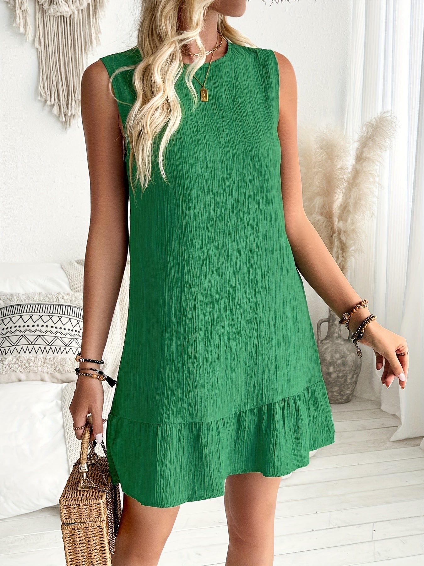 Abito a canotta elegante con orlo increspato - abito estivo per donna