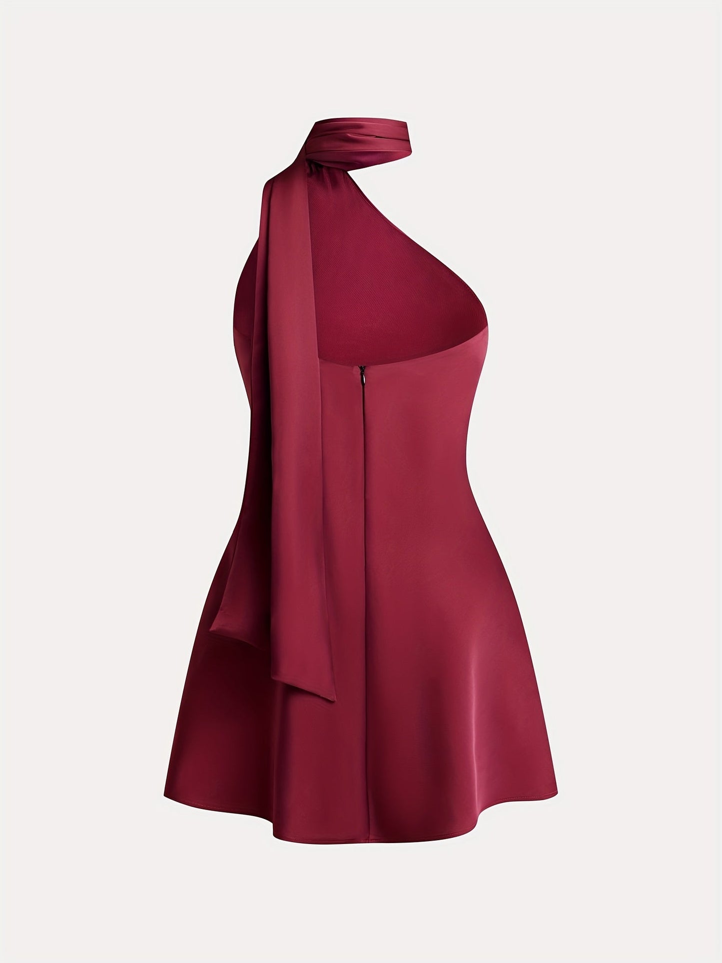 Abito in raso da donna - Miniabito a fascia monocolore per le feste