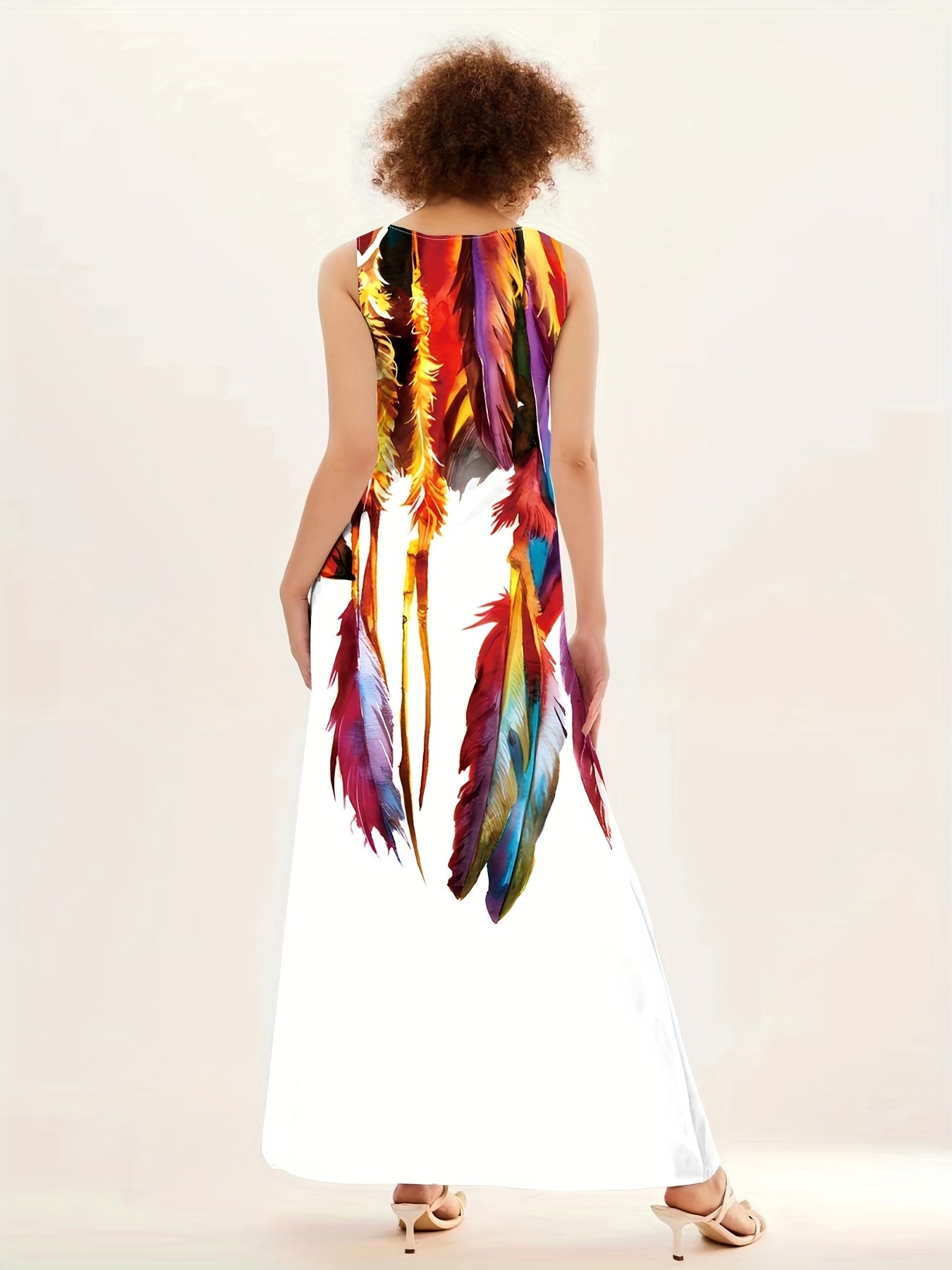 Abito swing bianco con scollo a V e tasche - Abito estivo arioso con linea ad A