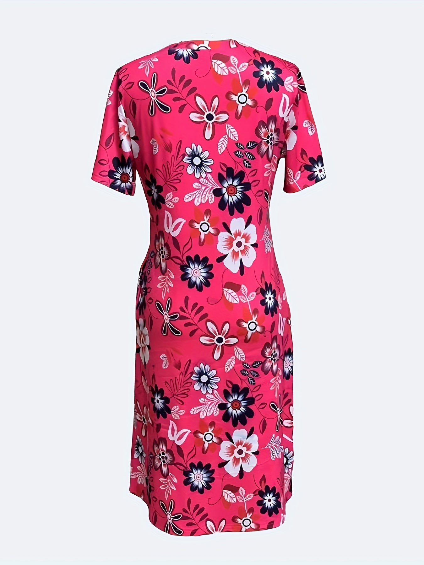 Abito estivo da donna con tasche floreali rosa