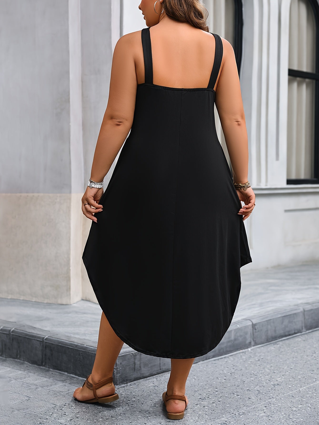 Abito estivo oversize da donna Abito a canotta senza maniche con orlo rotondo