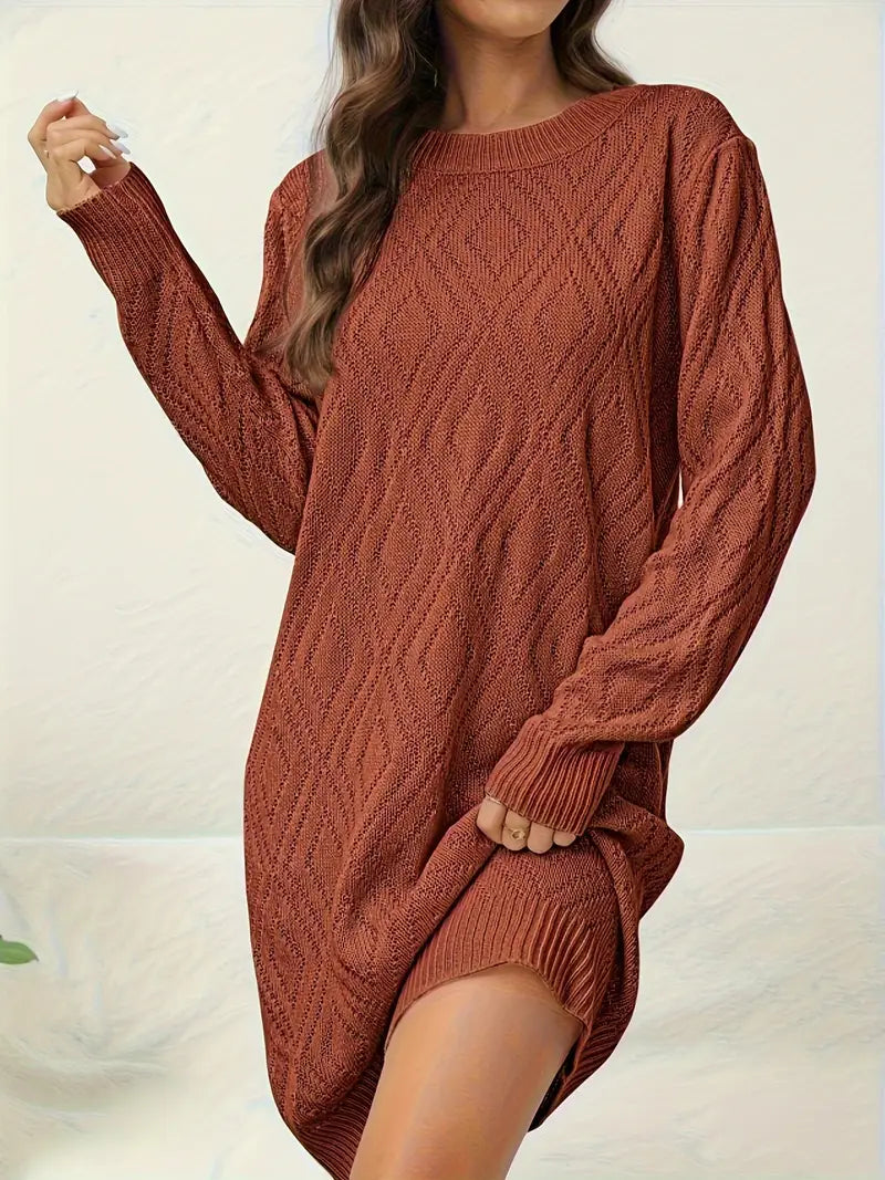 Abito casual in maglia a girocollo per donna