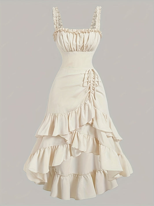 Elegante abito asimmetrico in poliestere, perfetto per la primavera/estate