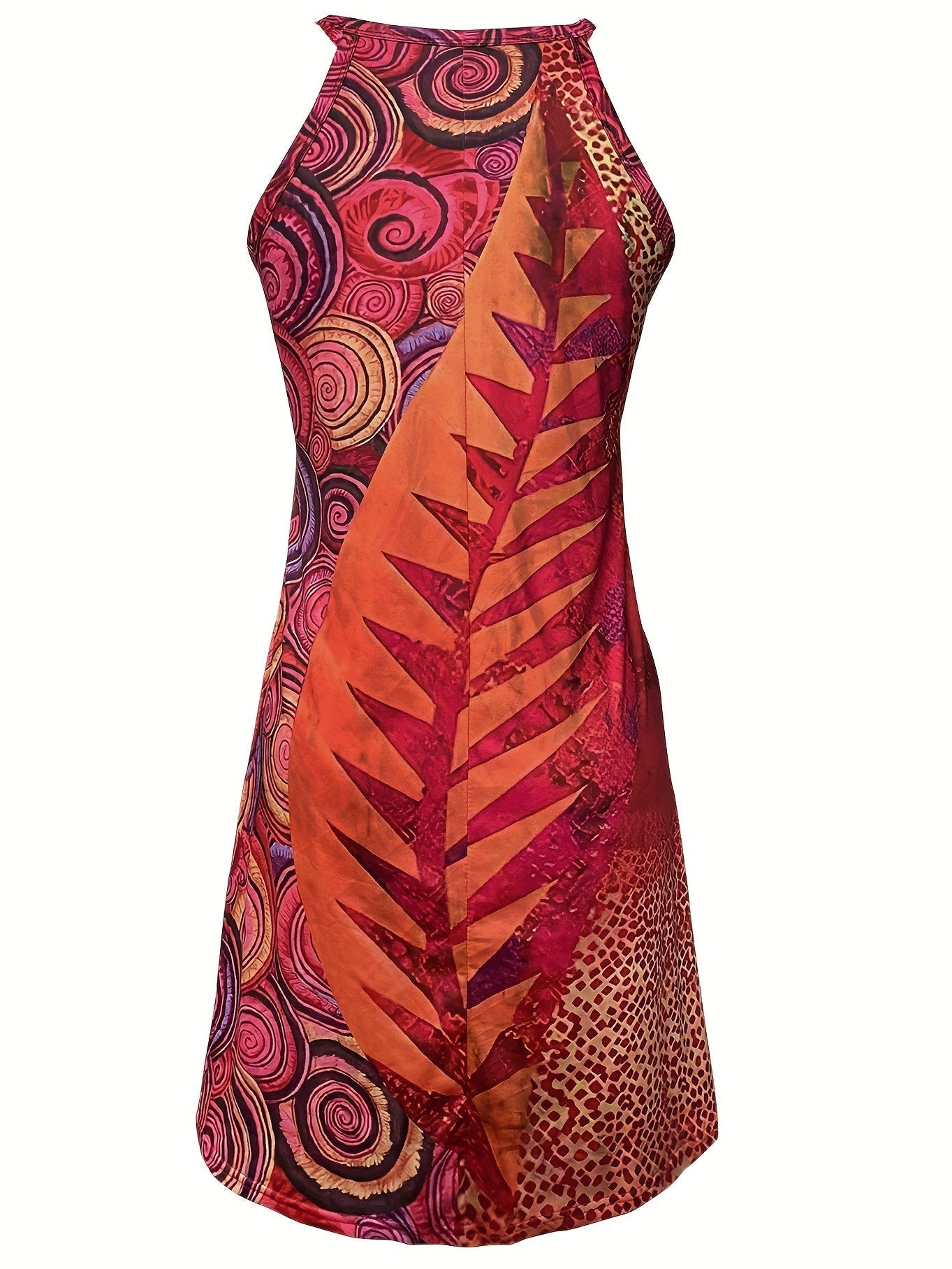 Abito colorato a collo alto - Abito estivo senza maniche per le vacanze