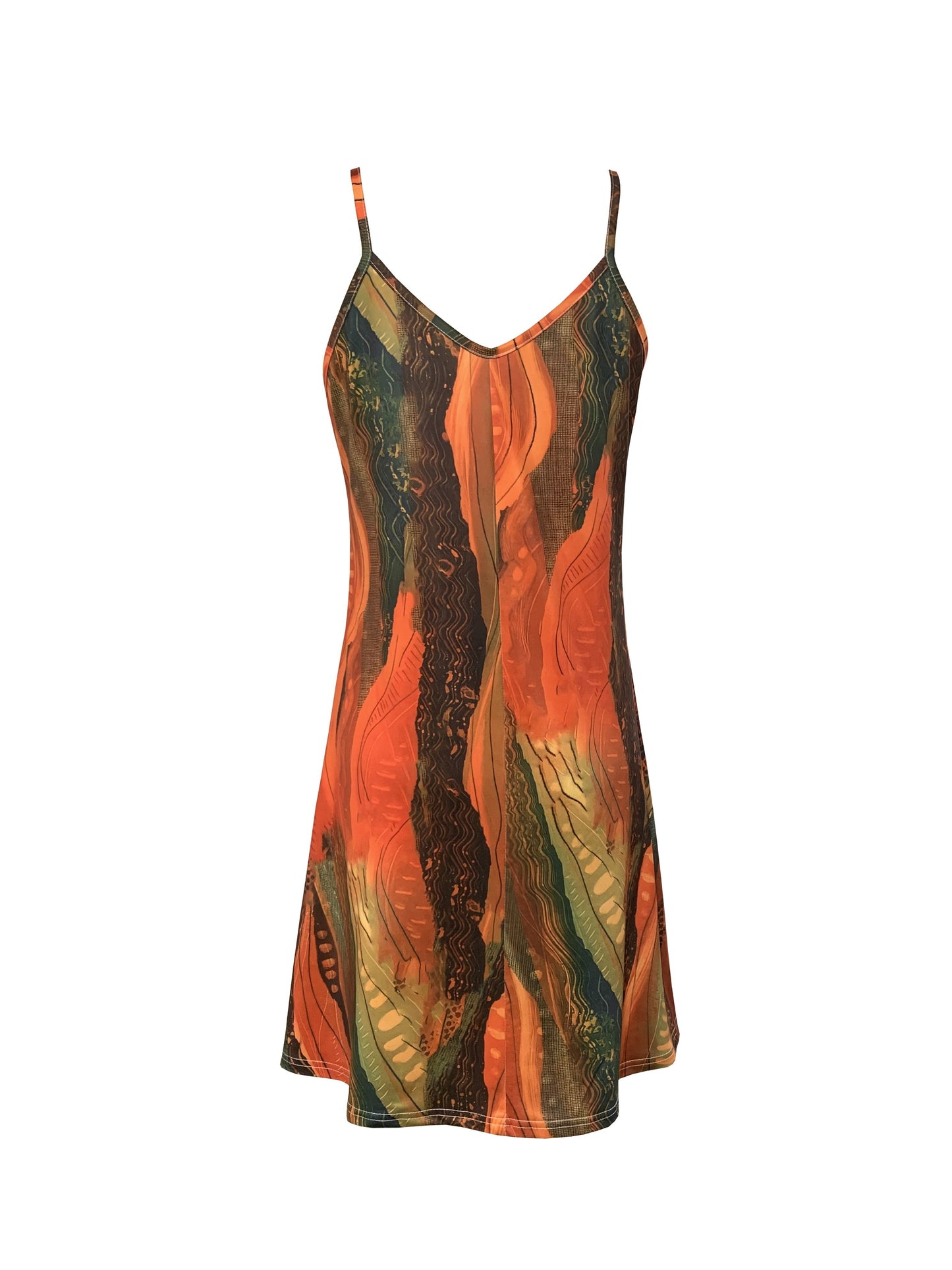 Abito con cinturino a spaghetti a blocchi di colore - Elegante abito estivo con cami