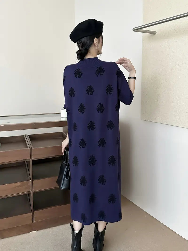 Abito viola da donna - Moda autunnale in poliestere, stile francese