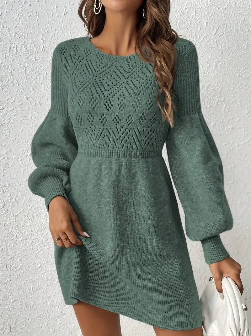 Abito da donna in maglia con motivo geometrico - poliestere, casual