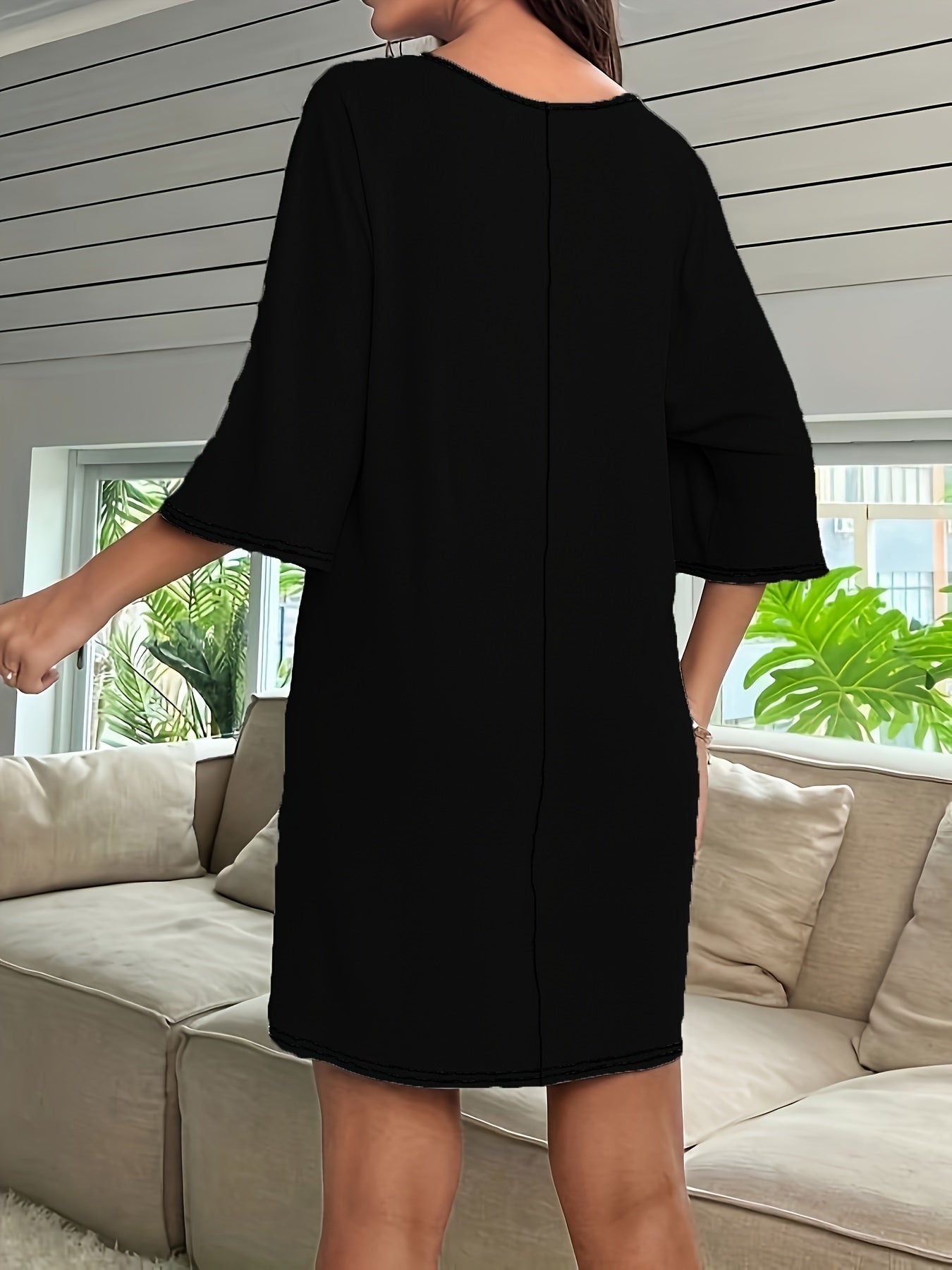 Vestito da donna plus lounge - Vestito estivo oversize con scollatura a V