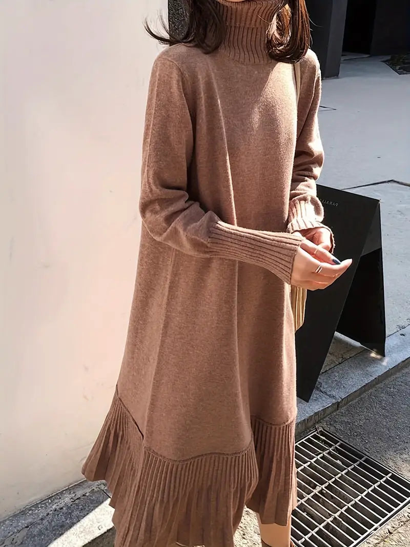 Abito in maglia con cappotto - linea A chic sopra il ginocchio, maniche lunghe, misto poliestere