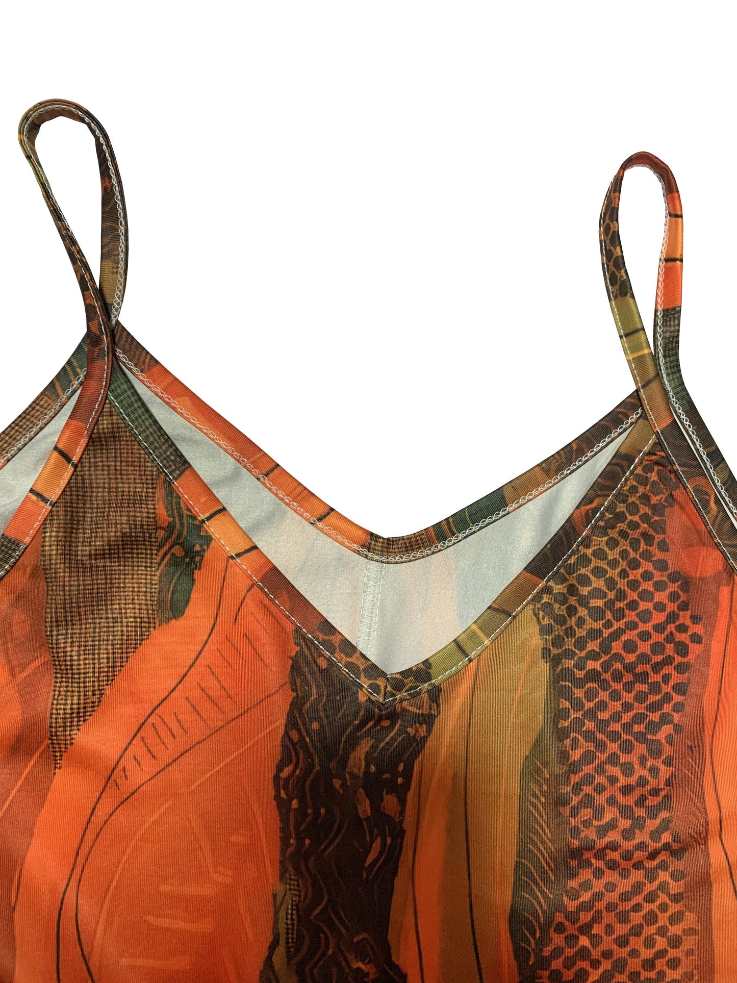 Abito con cinturino a spaghetti a blocchi di colore - Elegante abito estivo con cami