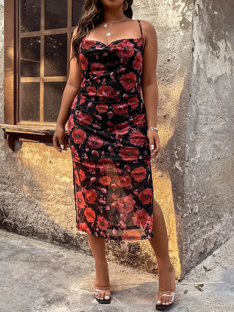 Abito cami medio elasticizzato con orlo spaccato e senza schienale