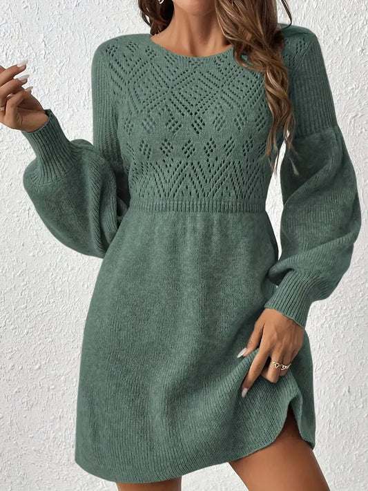 Abito da donna in maglia con motivo geometrico - poliestere, casual