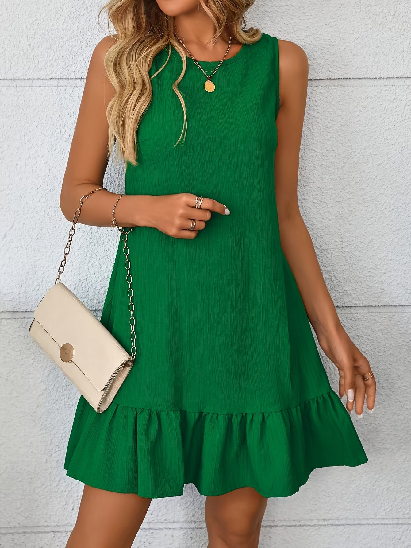 Abito con scollo rotondo e linea ad A - Elegante abito estivo in 100% poliestere