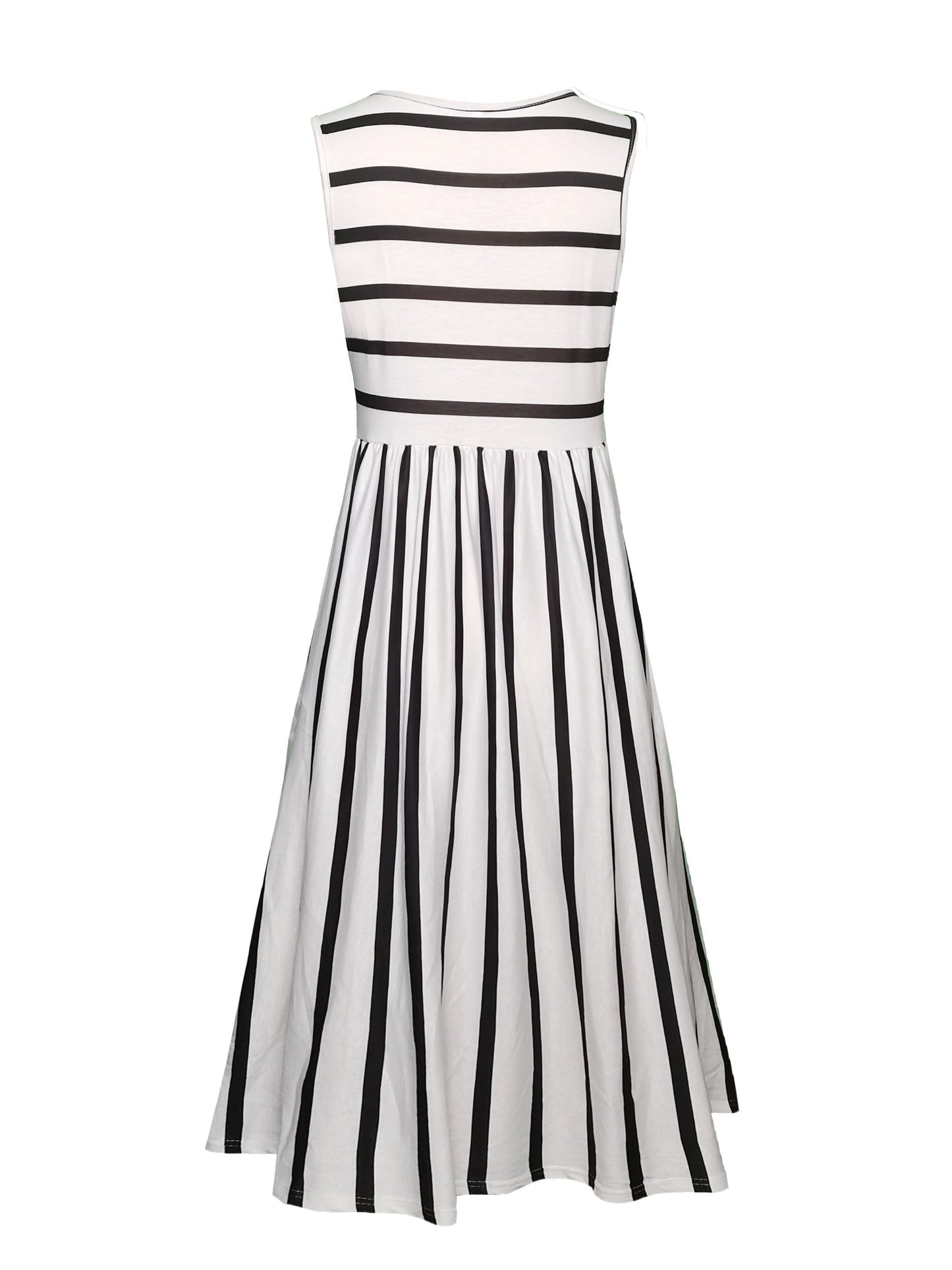 Abito a canotta a righe - Abito estivo senza maniche con tasche, casual e confortevole