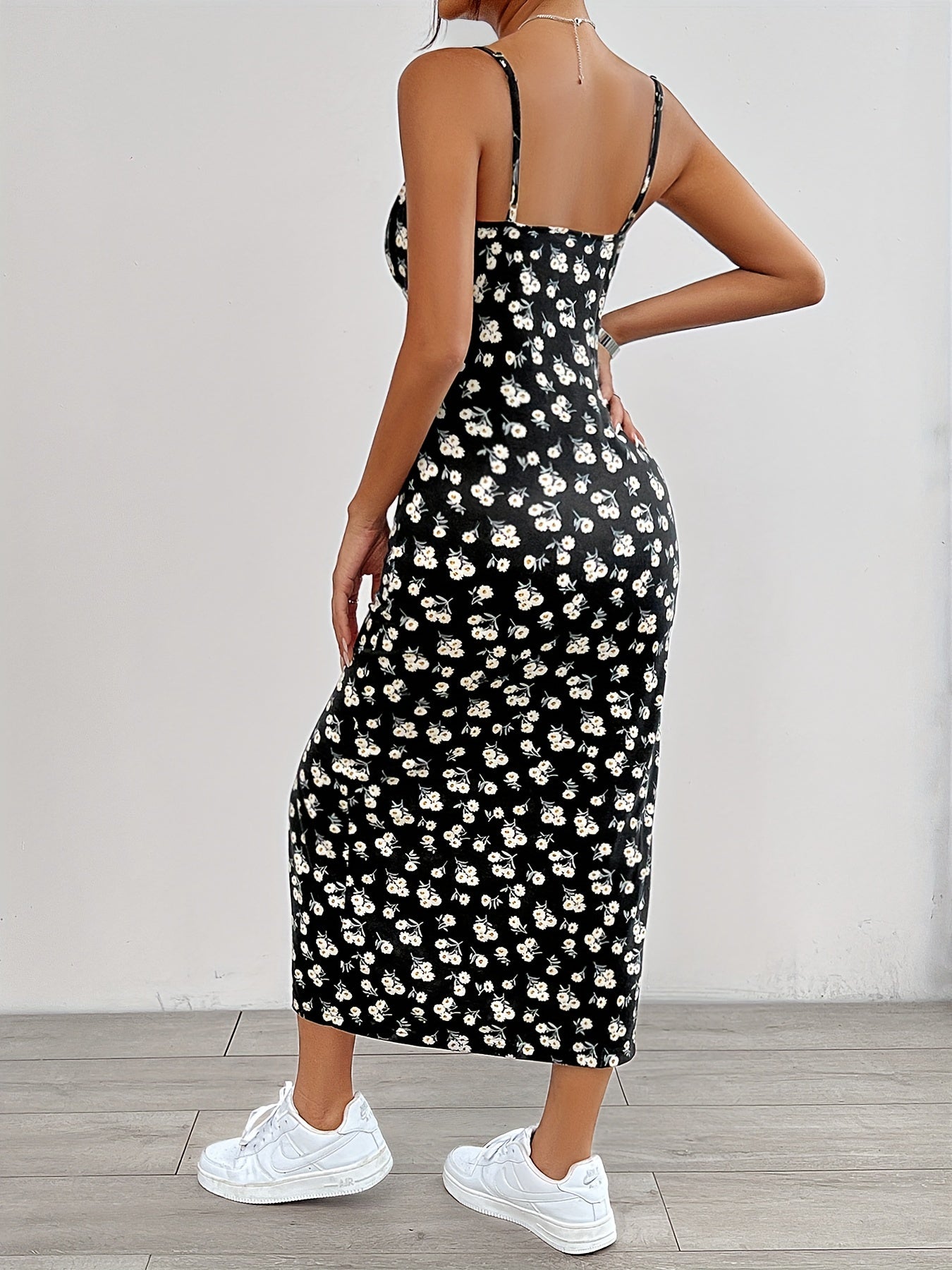 Abito estivo da donna - Elegante abito floreale con spacco alto