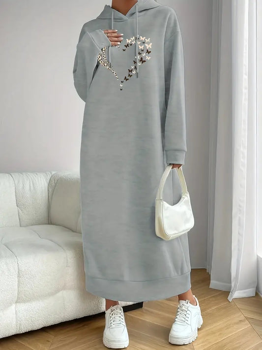 Abito da donna con cappuccio sopra il ginocchio - Caldo, casual e confortevole