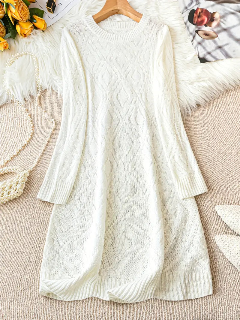 Abito casual in maglia a girocollo per donna