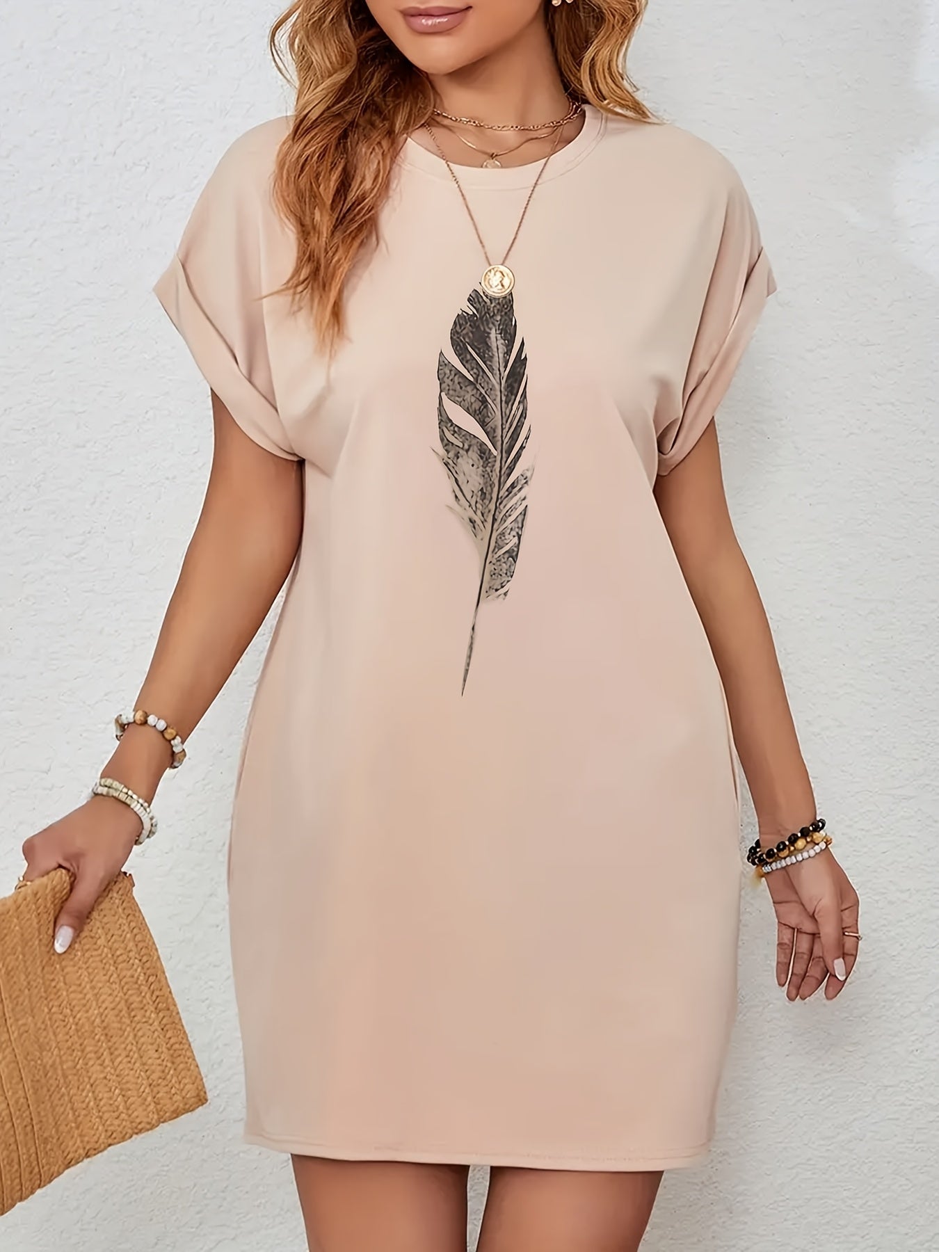 Abito estivo da donna - Abito casual con maniche a pipistrello e tasche