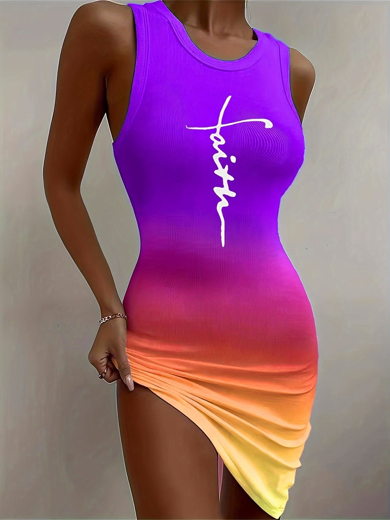 Abito bodycon elegante con stampa a colori sfumati per donna