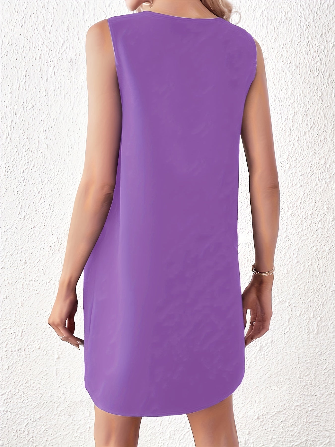 Abito canotta senza maniche con scollatura a tacca, abito estivo casual