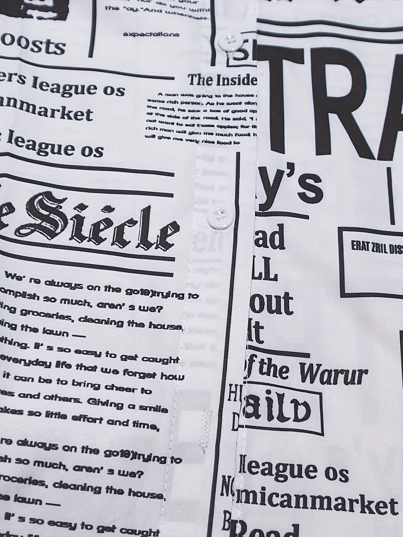 Abito camicia con stampa giornale Abito casual a maniche lunghe con abbottonatura