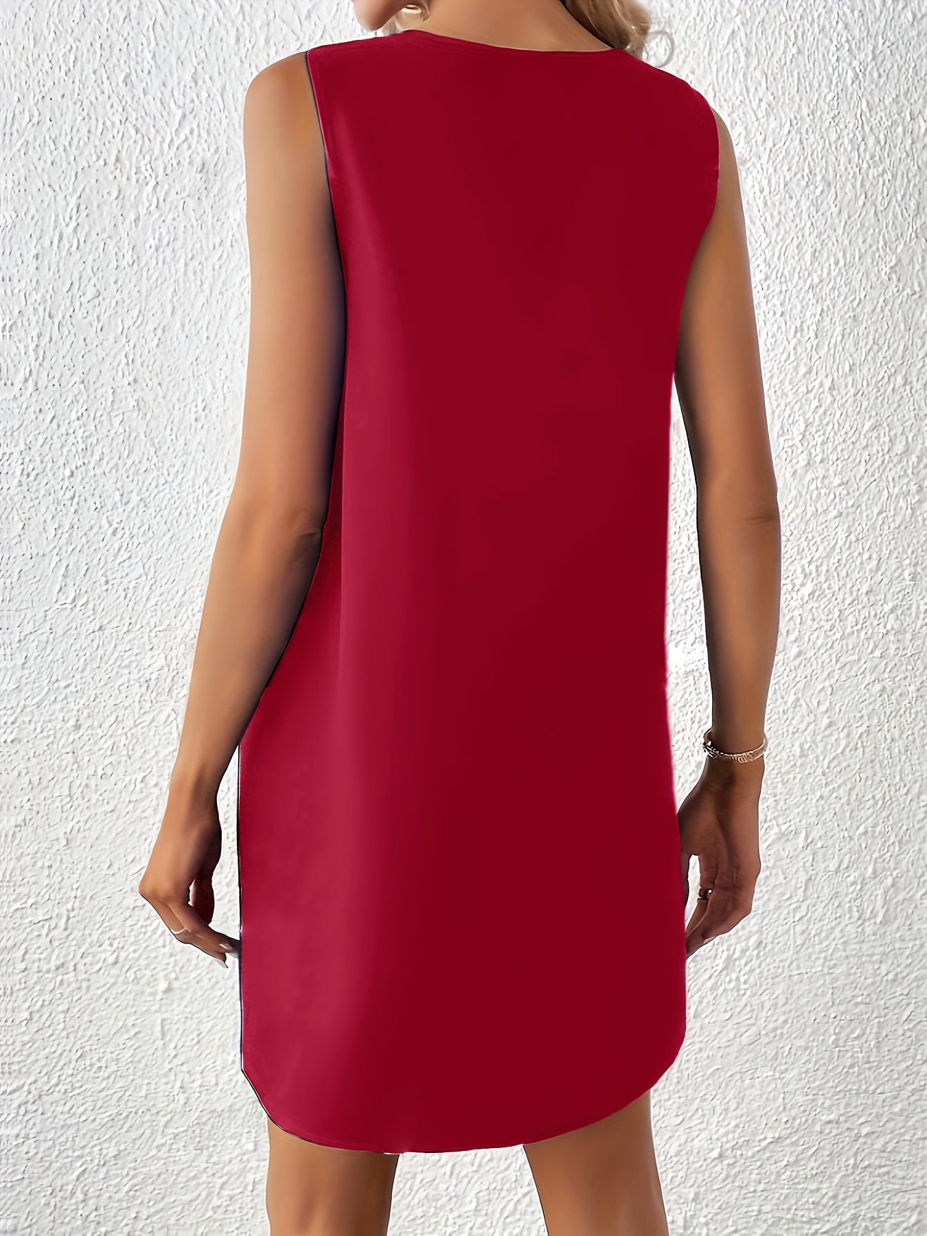 Abito canotta senza maniche con scollatura a tacca, abito estivo casual