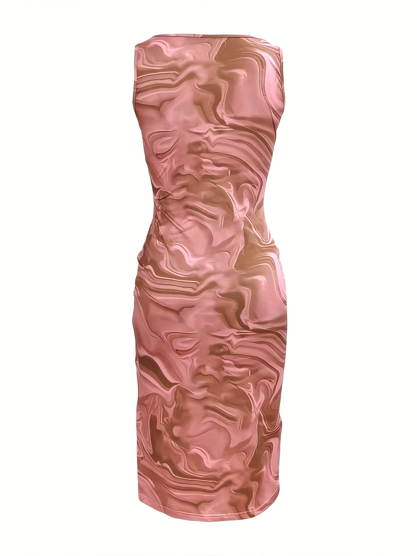 Abito Bodycon con scollo quadrato mini con spacco stampa digitale