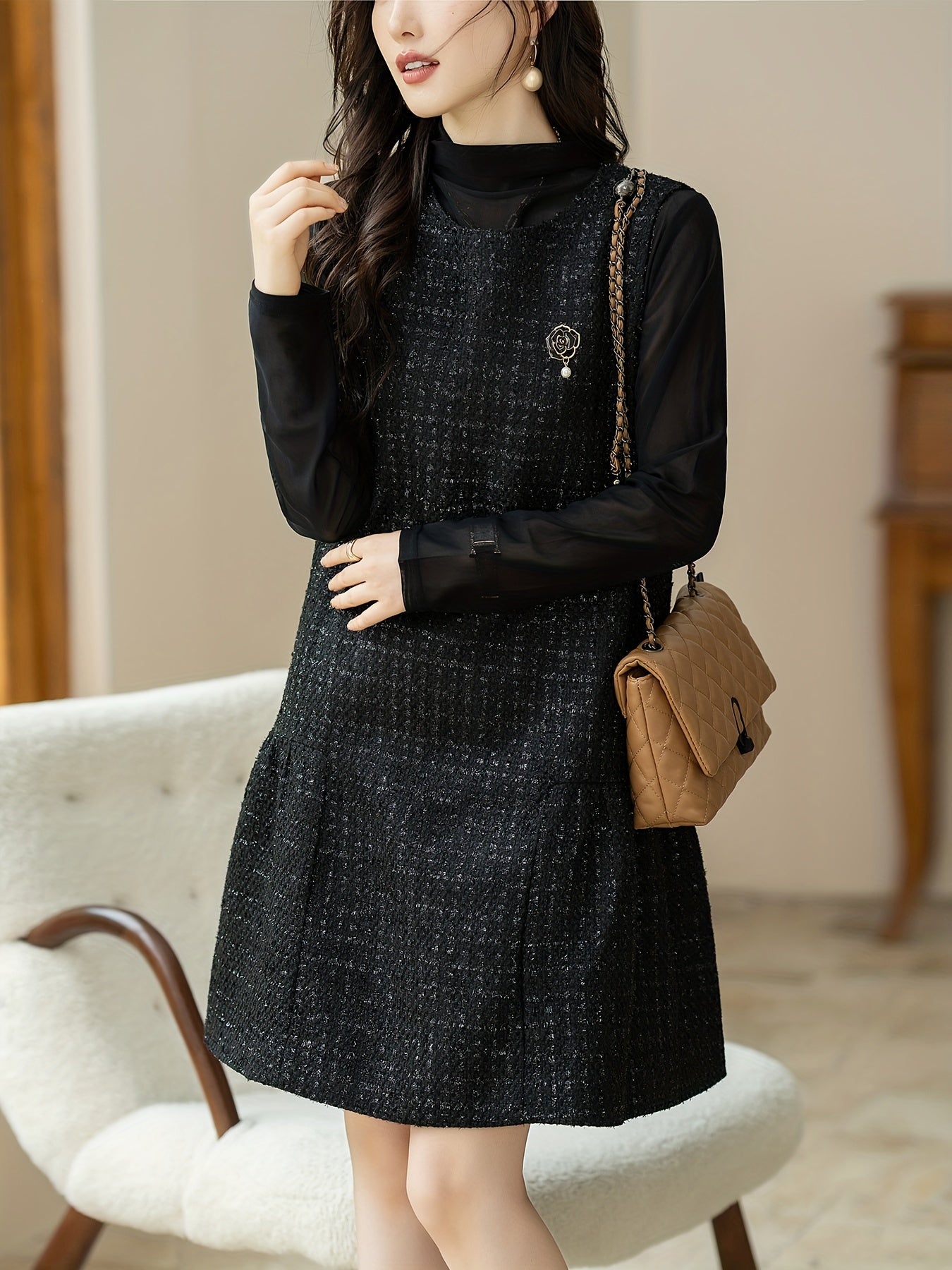 Abito chic senza maniche con gilet - Elegante abito casual da donna, moda versatile