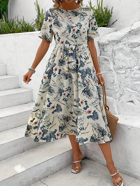 Abito a fiori con cintura in vita - Estate e tutti i giorni