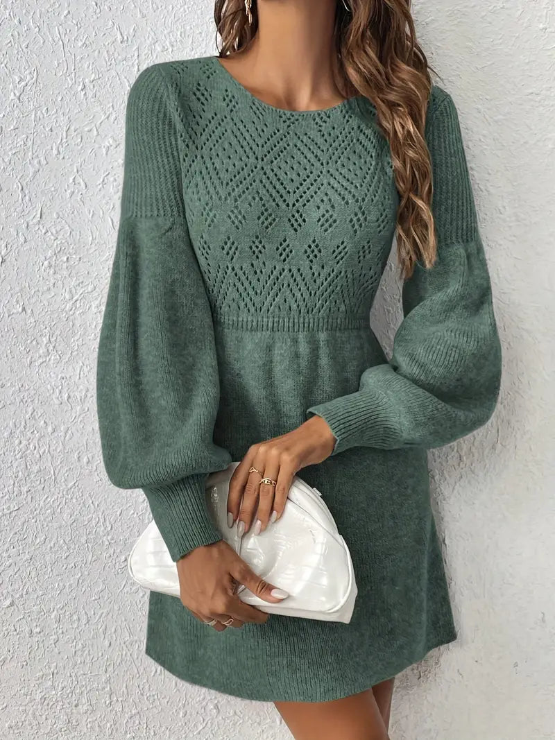 Abito da donna in maglia con motivo geometrico - poliestere, casual