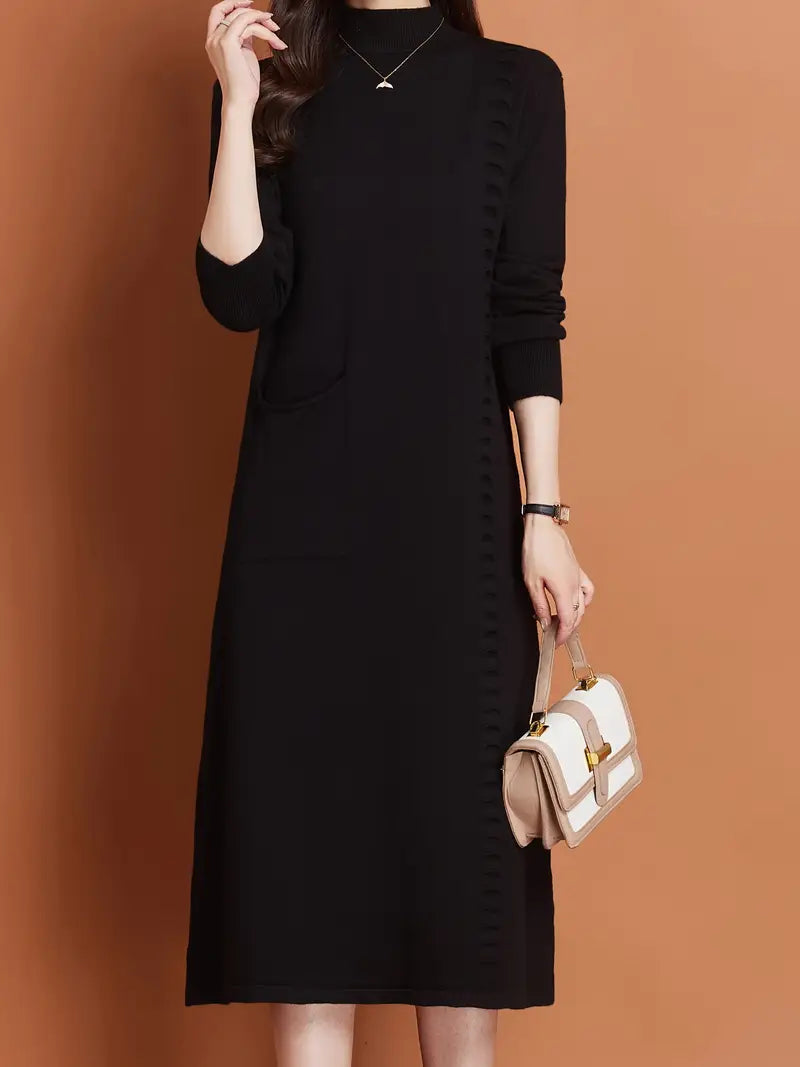 Abito invernale in maglia - mezzo collo alto, casual e alla moda