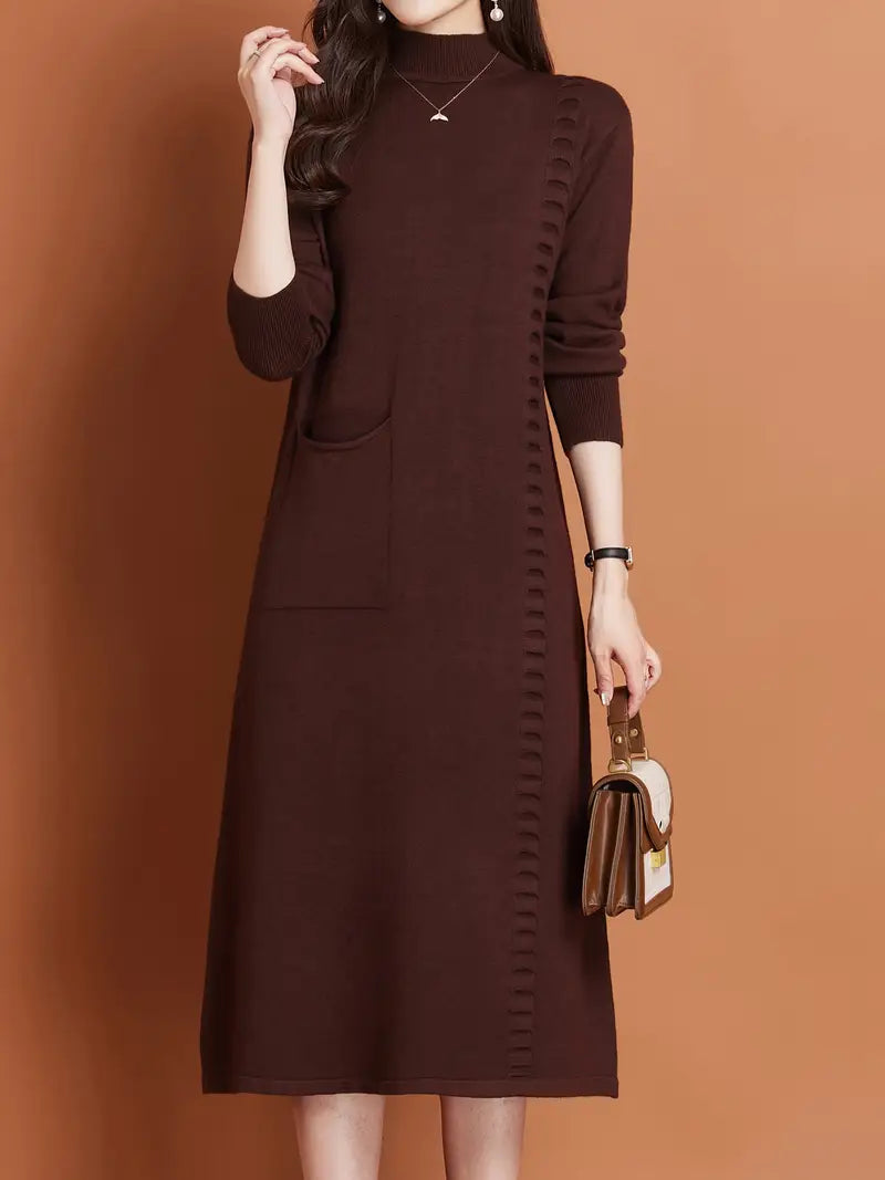 Abito invernale in maglia - mezzo collo alto, casual e alla moda