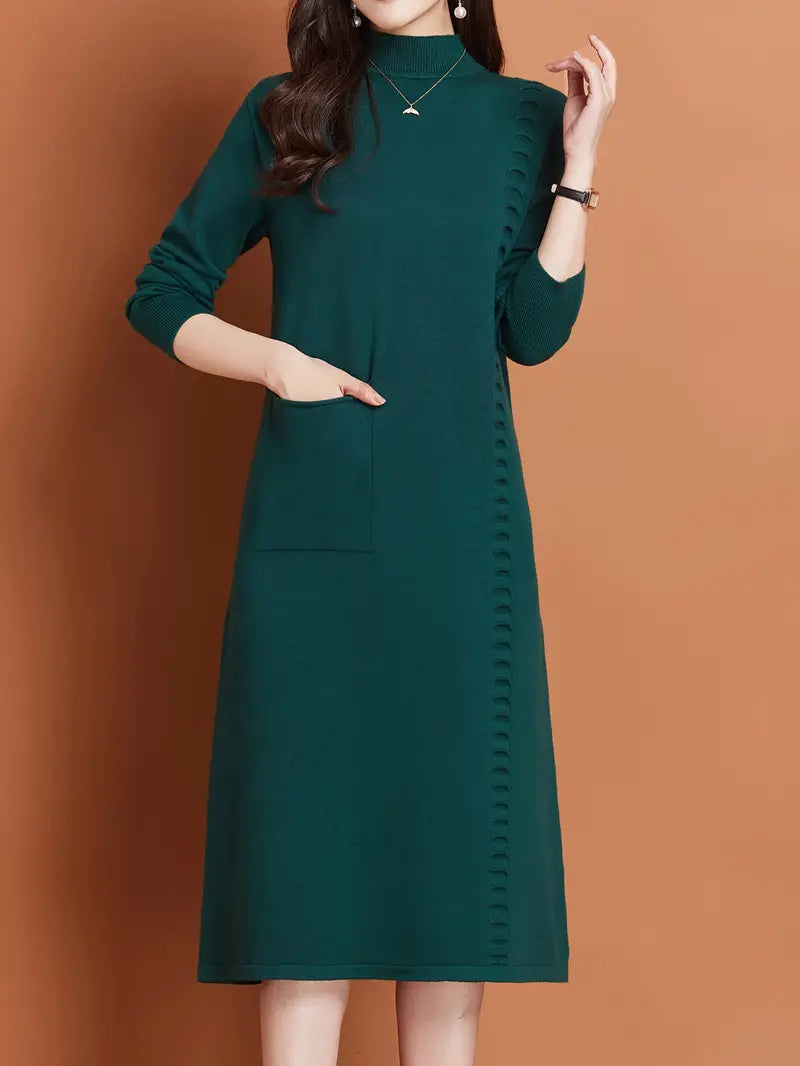 Abito invernale in maglia - mezzo collo alto, casual e alla moda