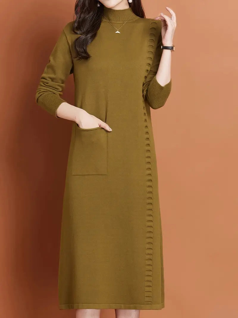 Abito invernale in maglia - mezzo collo alto, casual e alla moda