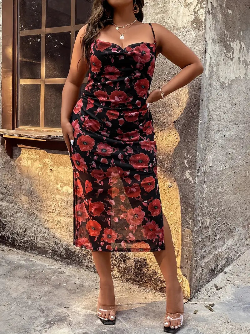 Abito cami medio elasticizzato con orlo spaccato e senza schienale