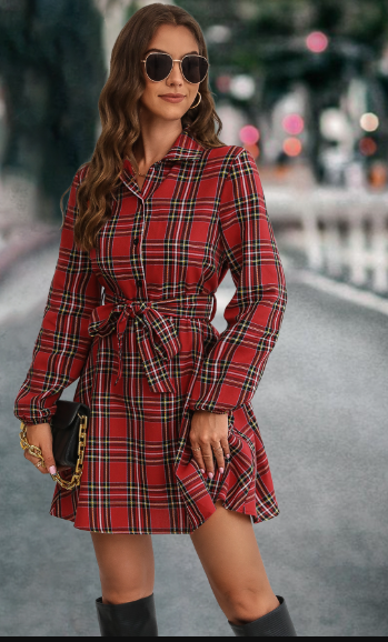 Abito A-line - scollo rotondo in comodo misto poliestere