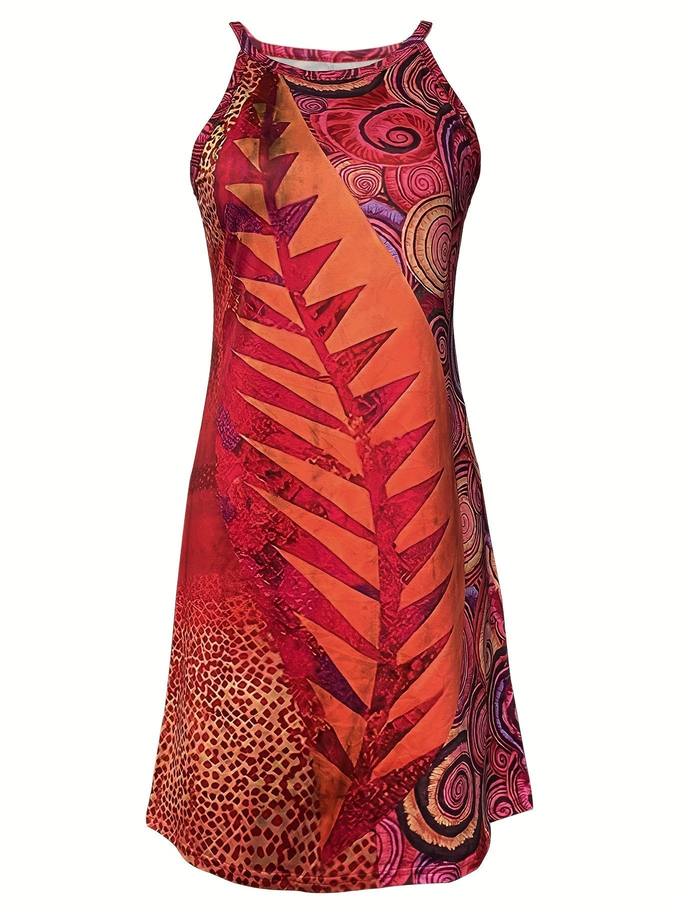 Abito colorato a collo alto - Abito estivo senza maniche per le vacanze