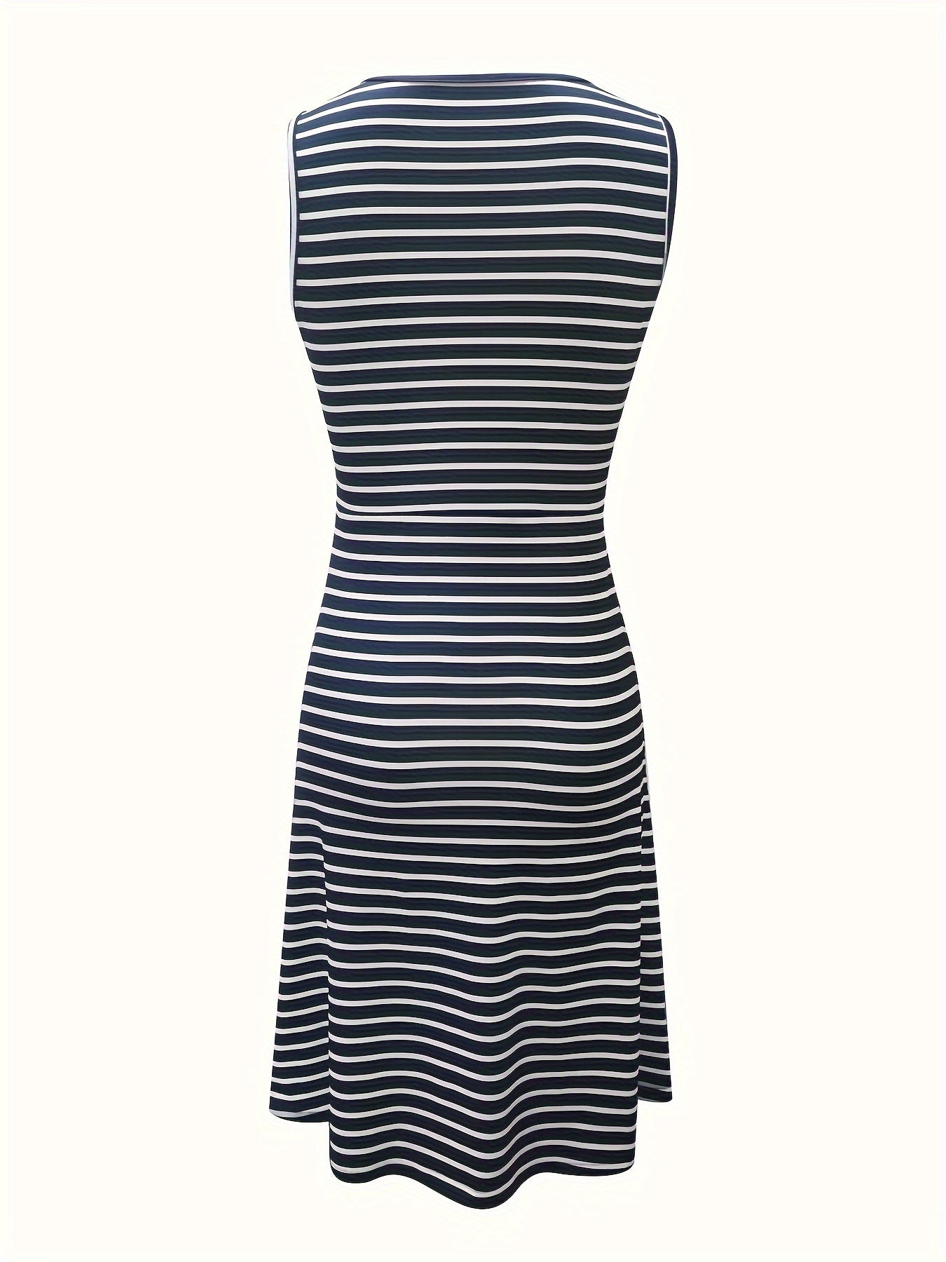 Abito a canotta a righe da donna - Abito a girocollo senza maniche