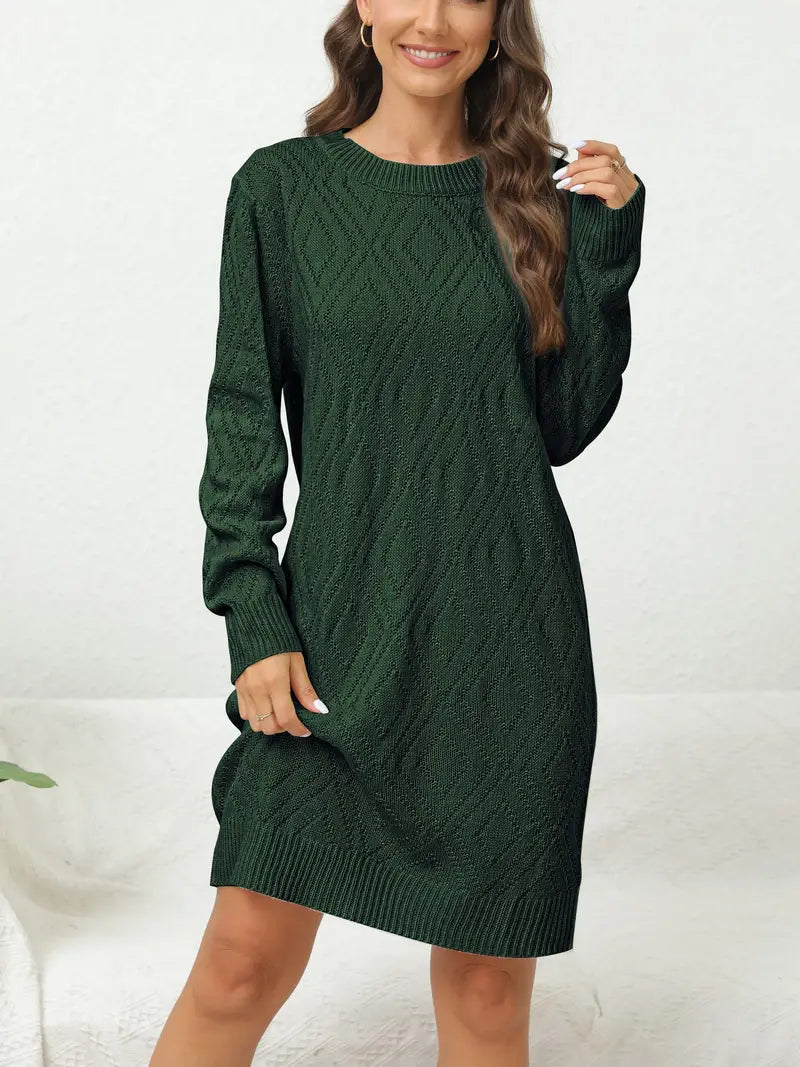 Abito casual in maglia a girocollo per donna