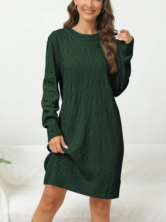 Abito casual in maglia a girocollo per donna