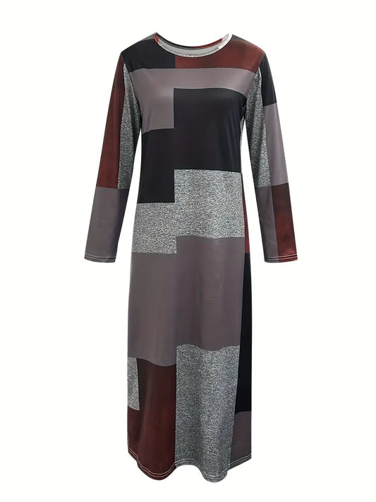 Abito da donna vintage a maniche lunghe - a blocchi di colore, comodo ed elegante