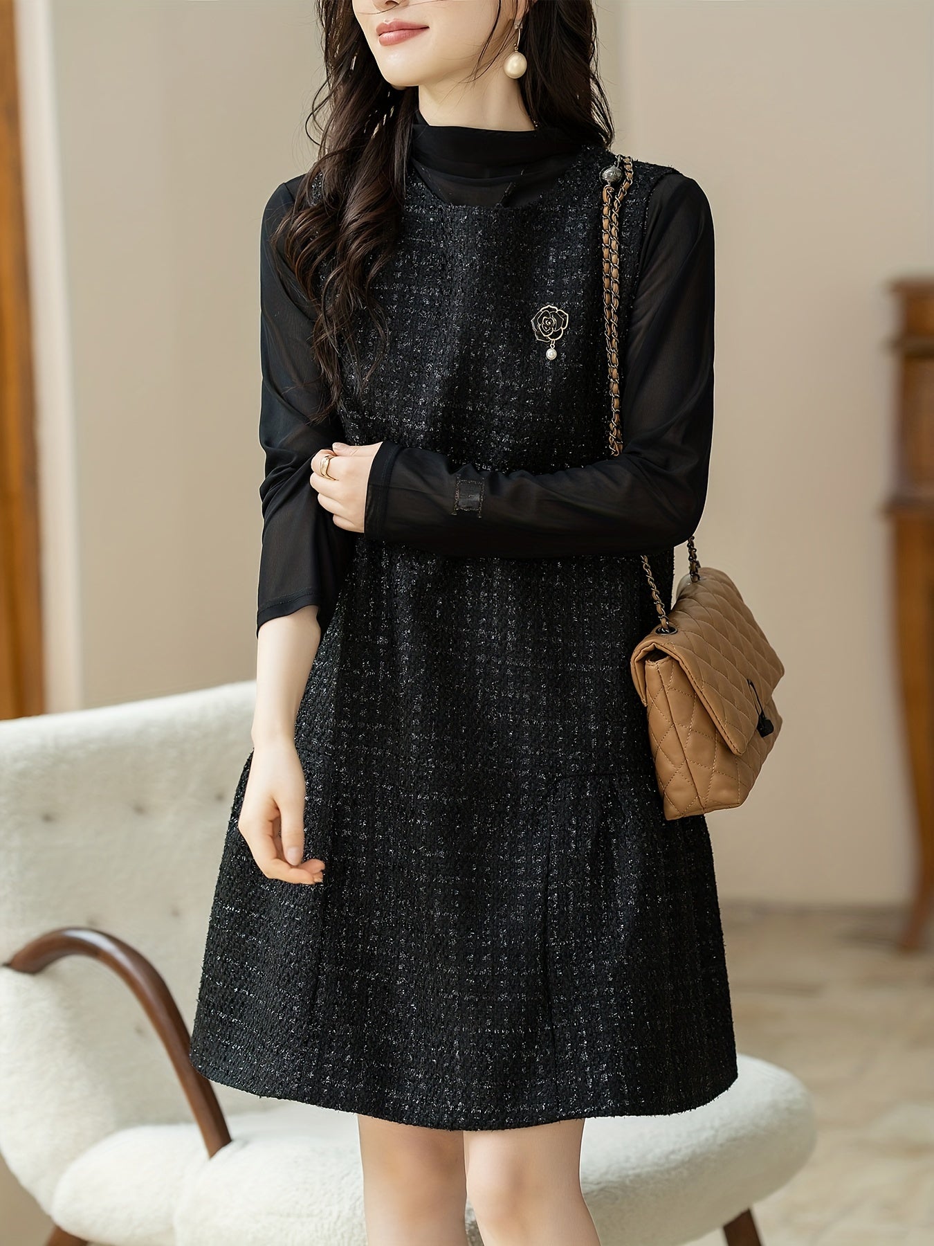 Abito chic senza maniche con gilet - Elegante abito casual da donna, moda versatile