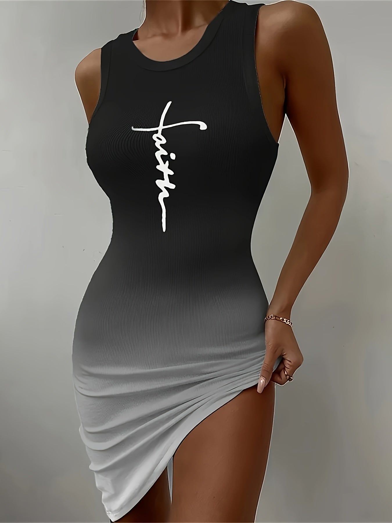 Abito bodycon elegante con stampa a colori sfumati per donna